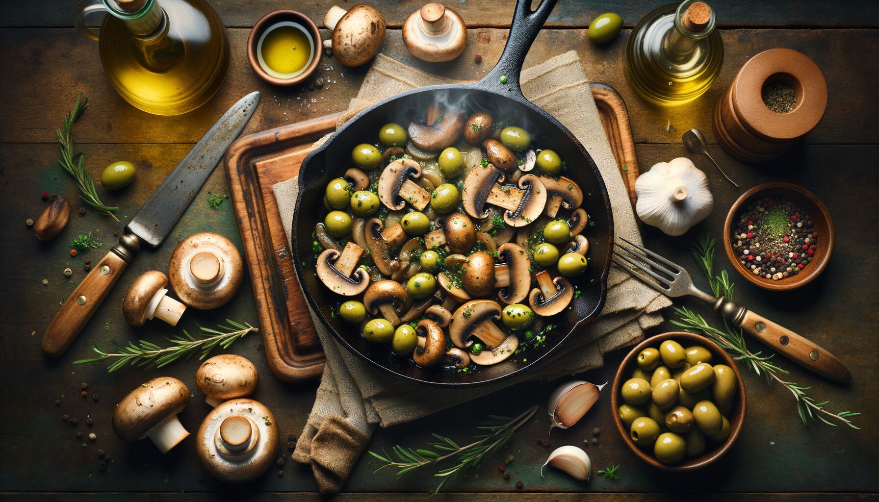 Oliven mit Champignons