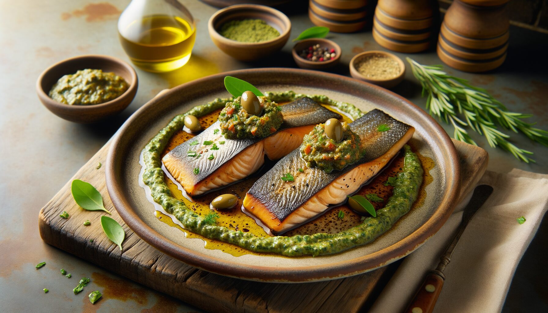 Forellen mit Olivenpaste